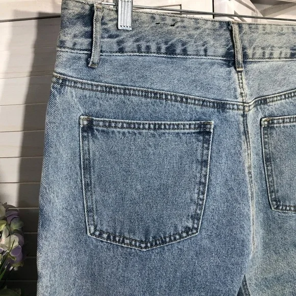 Fashion Nova Y2K Distressed Blue Wide Leg Jeans Plus Size - Picture 5 of 10